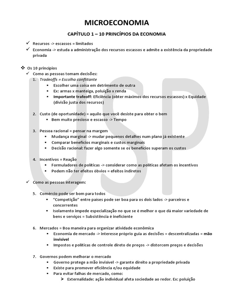 Princípios Fundamentais da Microeconomia | PDF | Demanda | Excedente ...