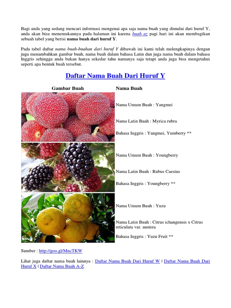 Nama Buah Dari Huruf Y Pdf