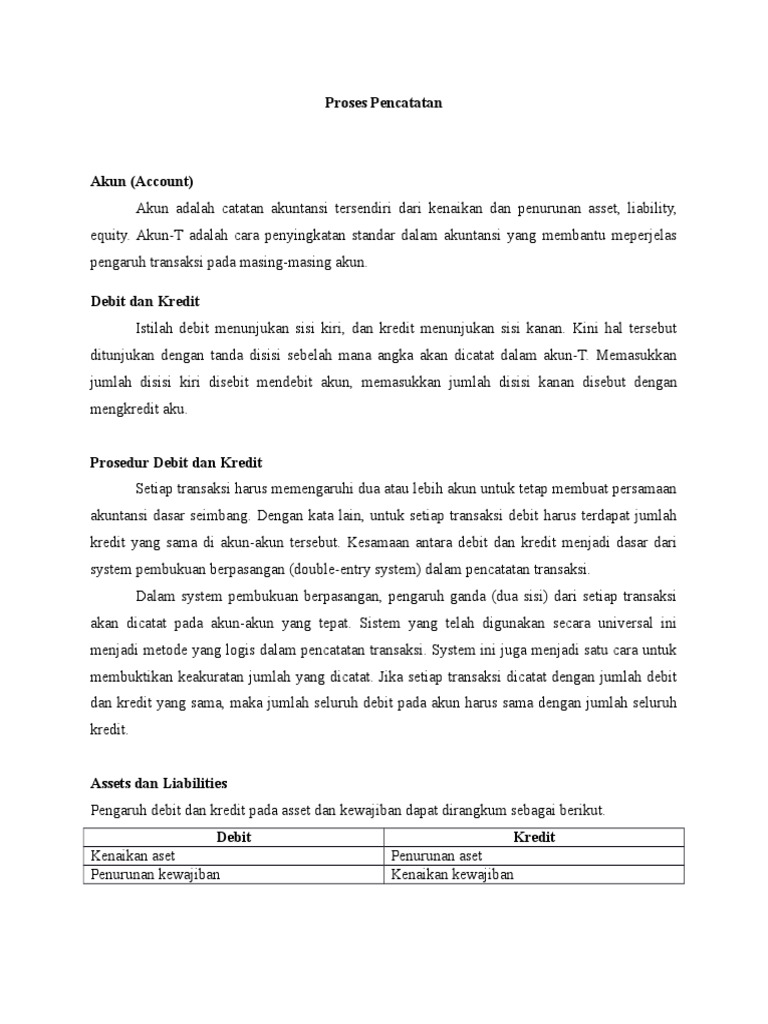 Proses Pencatatan Akuntansi | PDF