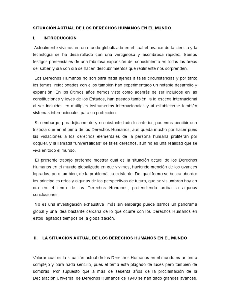 Situación Actual de Los Derechos Humanos en El Mundo | PDF | Pobreza ...