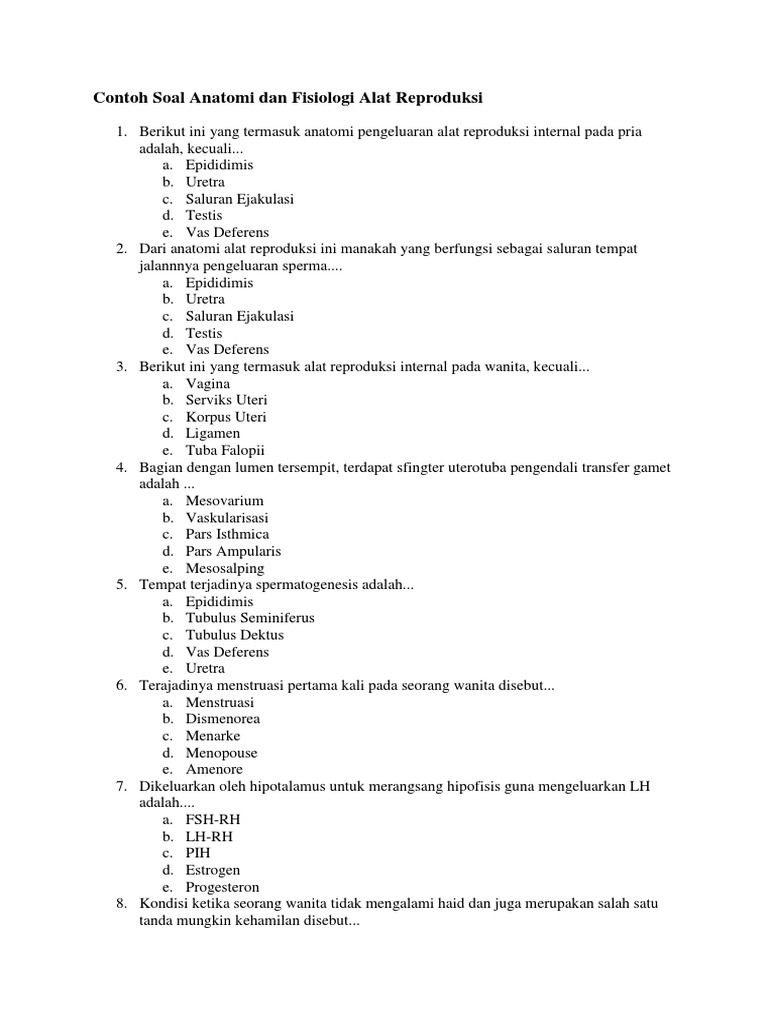 Soal Anatomi Beserta Jawabannya