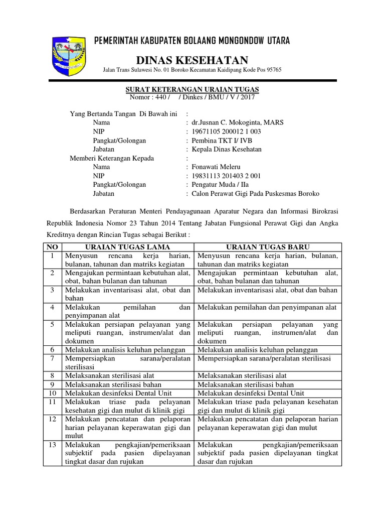 Uraian Tugas Perawat Gigi