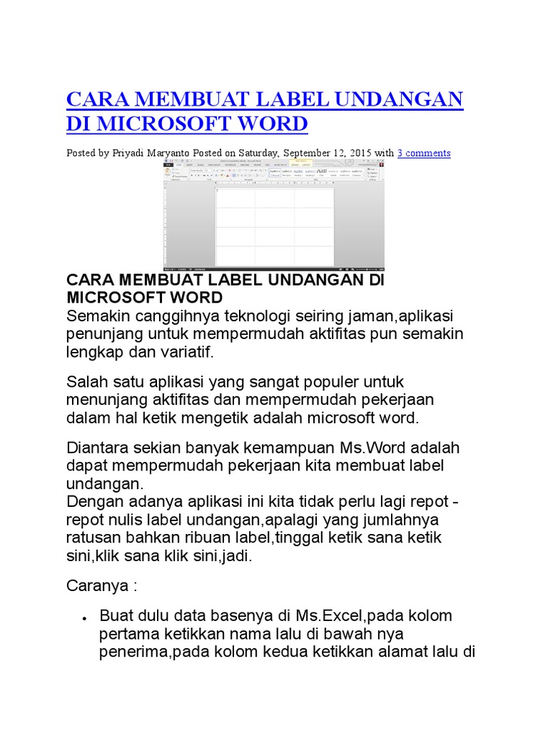 Cara Membuat Label Undangan Di Microsoft Word