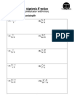 Algebraic Fraction: (Multiplication and Division) Exercise I: Factorize and Simplify