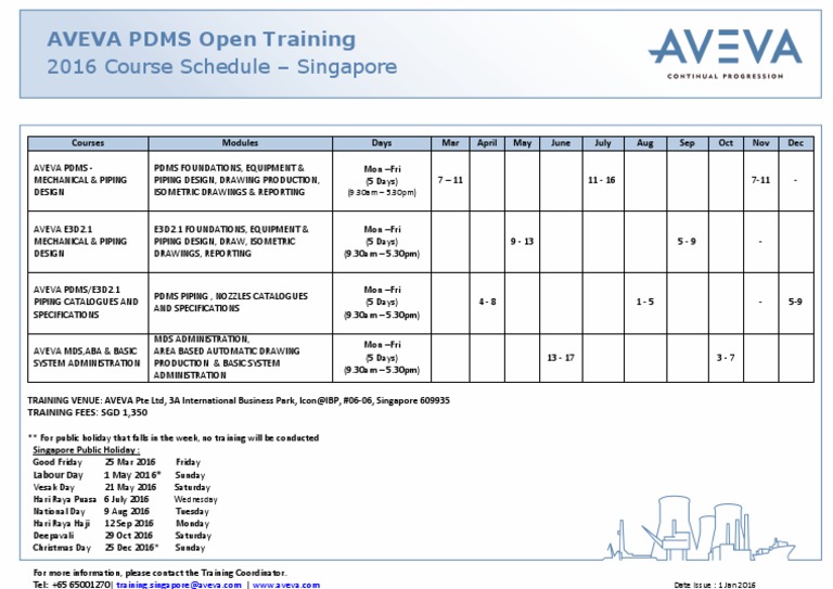 AVEVA PDMS Training Schedule 2016 | PDF | Technology & Engineering