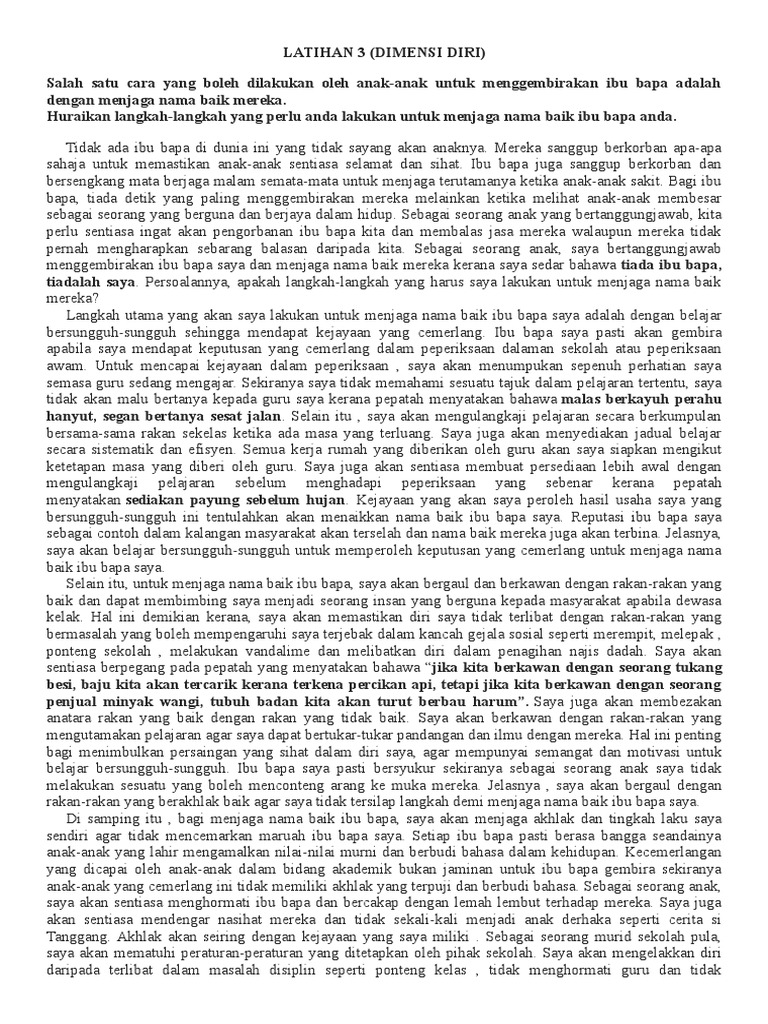Karangan Jaga Maruah Ibu Bapa Pdf