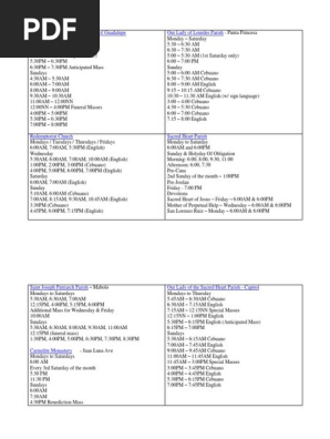 Church Mass Schedule