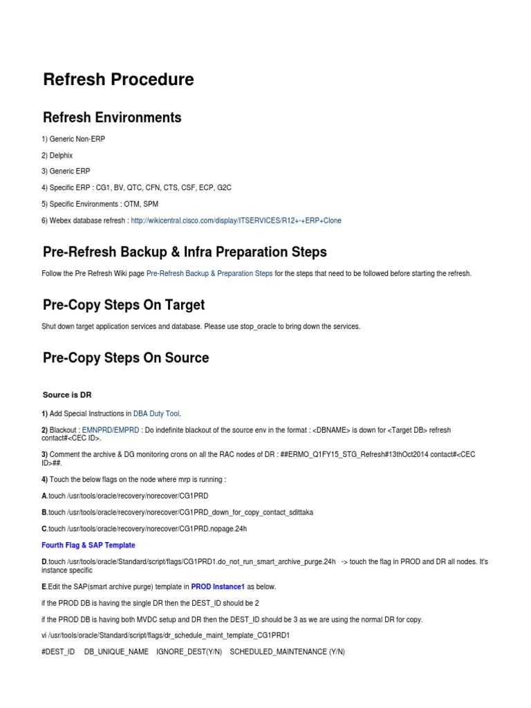 Database Refresh Procedure Guide | PDF | Oracle Database | Sql
