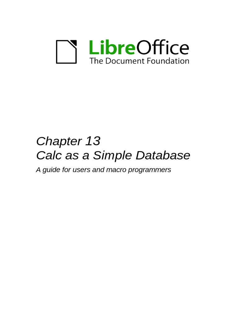 LibreOffice Calc Guide 17 | PDF | Spreadsheet | Database Index