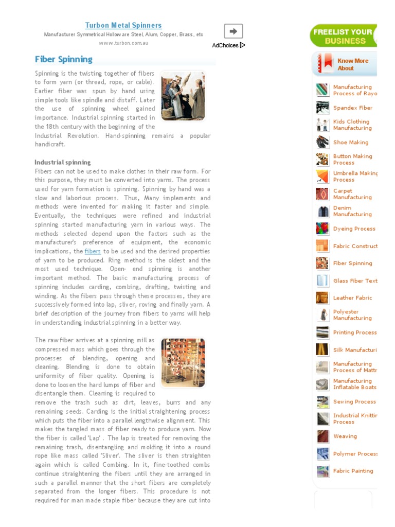 Fiber Spinning Process, Textile Spinning Process, Textile Fiber