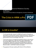 The Crisis in HRM Market Rationality Thompson