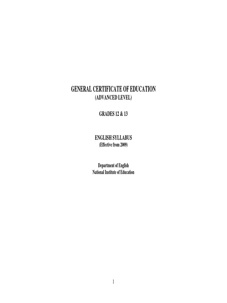 Advanced Level English Syllabus Guide | PDF | Reading Comprehension | Genre