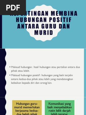 Kepentingan Membina Hubungan Positif Antara Guru Dan Murid Pdf