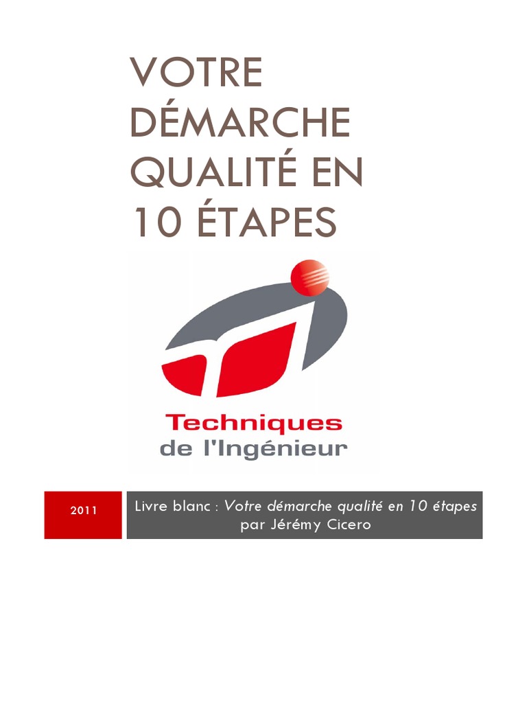 Votre Demarche Qualite en 10 Etapes PDF | PDF | Management de la ...