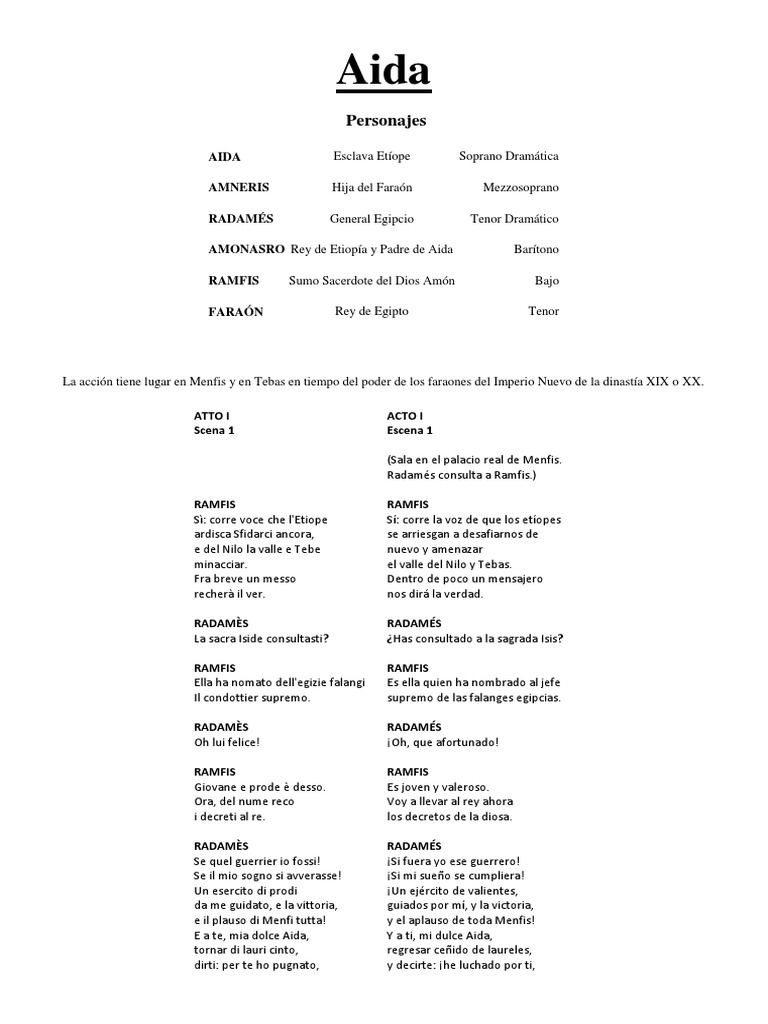 Traduccion Aida | PDF | Ópera | Composiciones musicales vocales