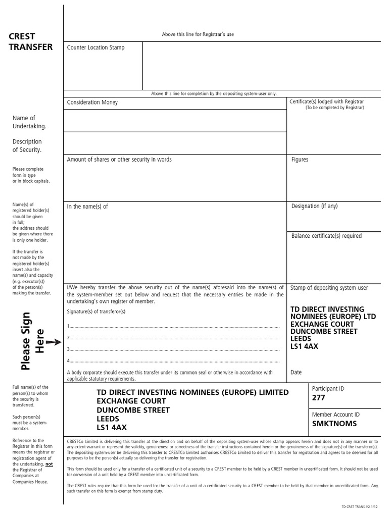 Crest Transfer Form Legal Personality Justice