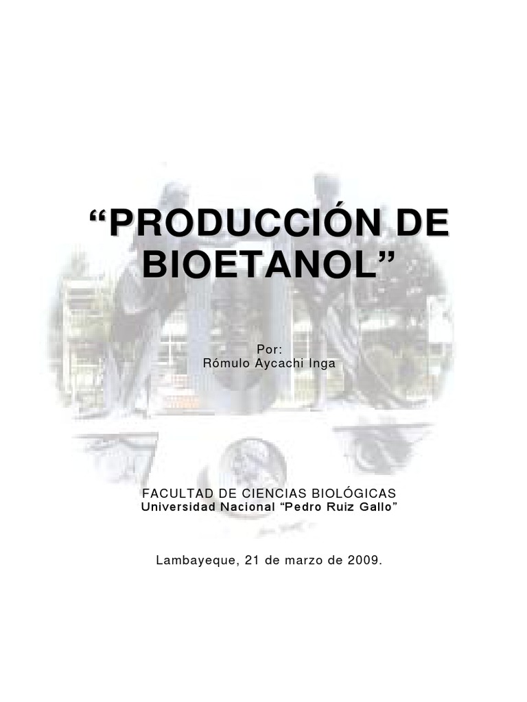 Monografia Produccion de Bioetanol XV Curso de Titulacion PDF | PDF ...