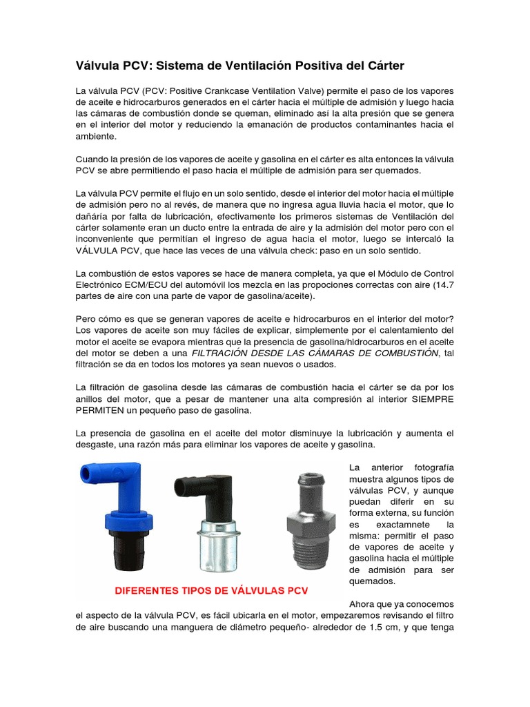 Limpieza de La Válvula de PCV | PDF | Gasolina | Petróleo