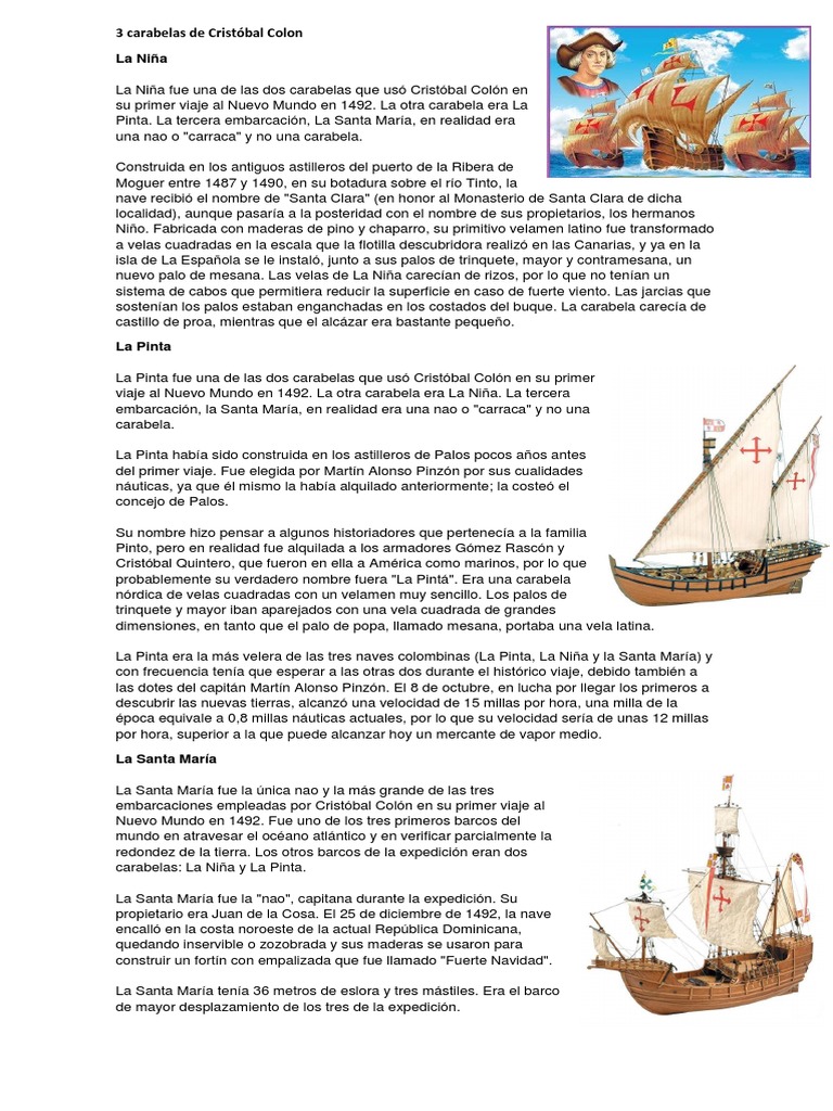3 Carabelas de Cristóbal Colon | PDF | Cristobal colon | Edad del  descubrimiento