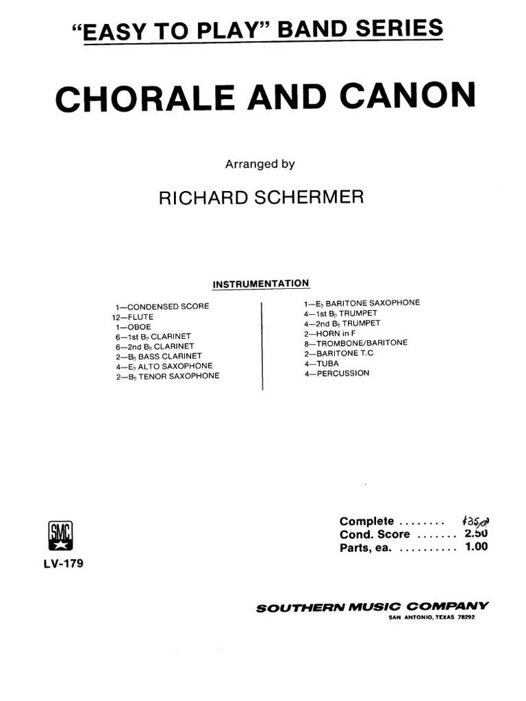 Chórale and Canon Easy To Play" Band Series PDF Saxophone
