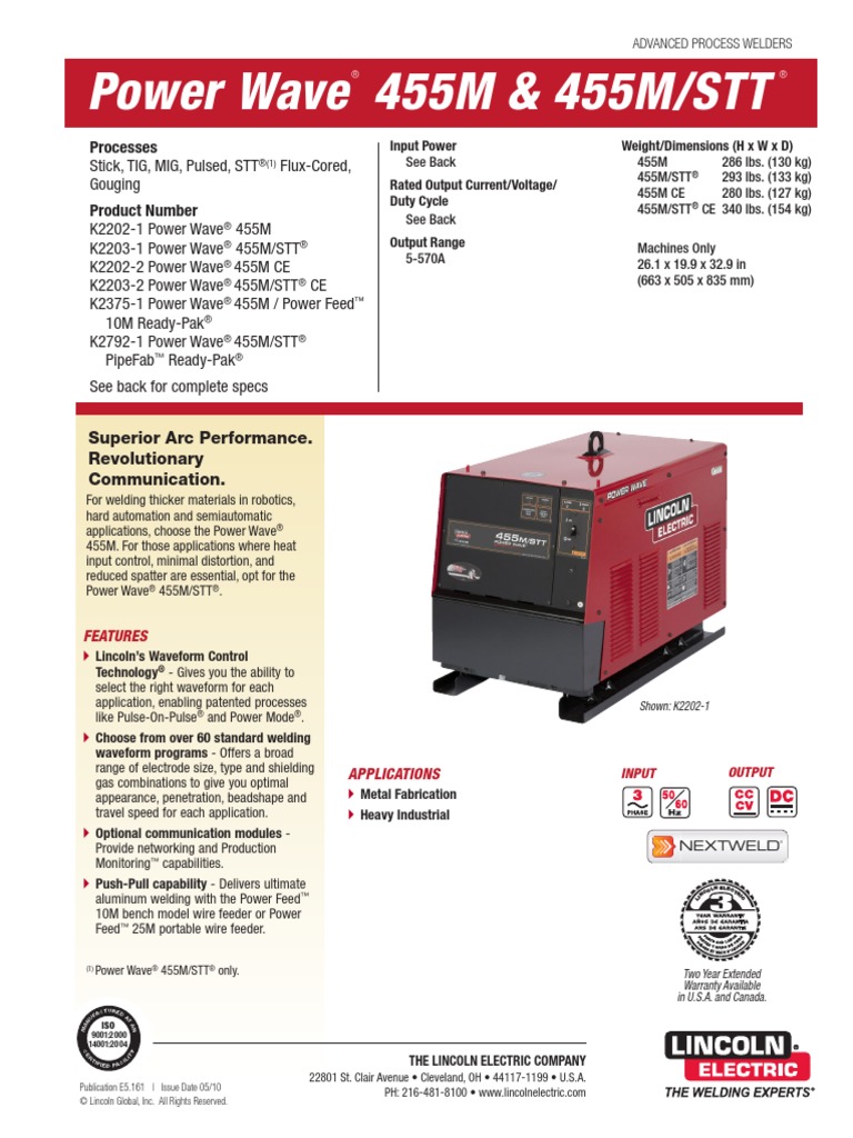 Power Wave 455M K22022 y 455M STT K22032 PDF Welding