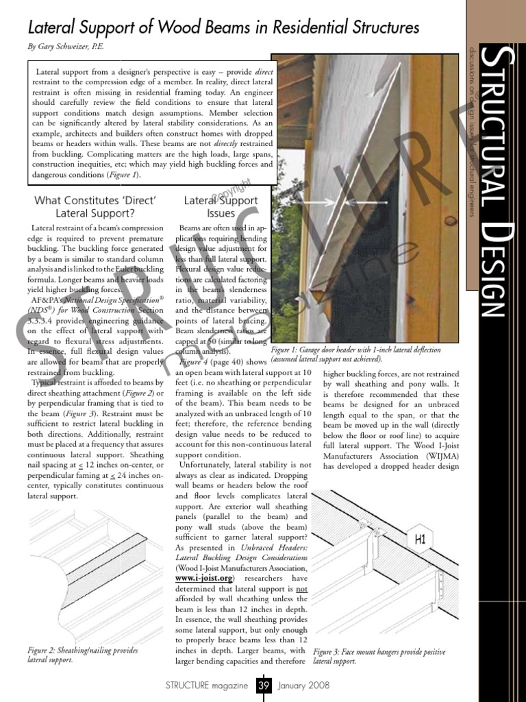 Lateral Support of Wood Beams in Residential Structures PDF | PDF ...