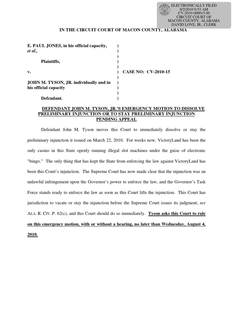 John Tyson's Motion To Vacate Injunction in Macon County | PDF ...