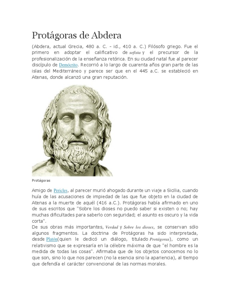Protágoras de Abdera: Sofista y Relativista | PDF