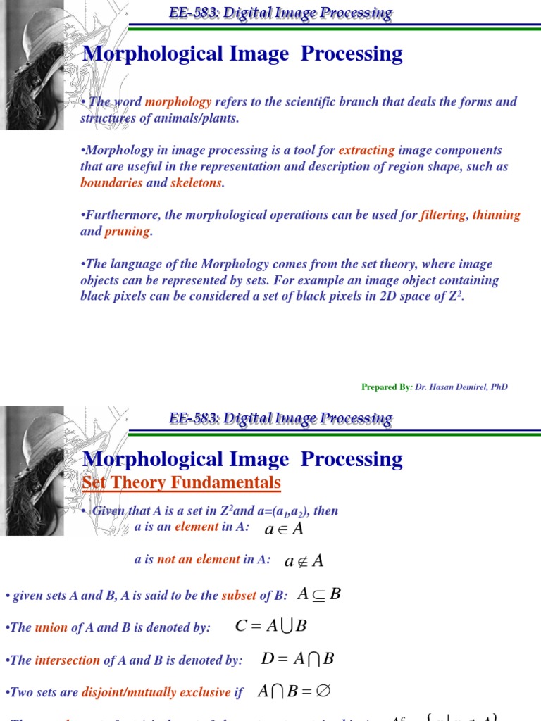 Morphological Image Processing Overview | PDF | Computer Vision ...