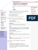 Creating An Argument: Developing A Thesis Statement