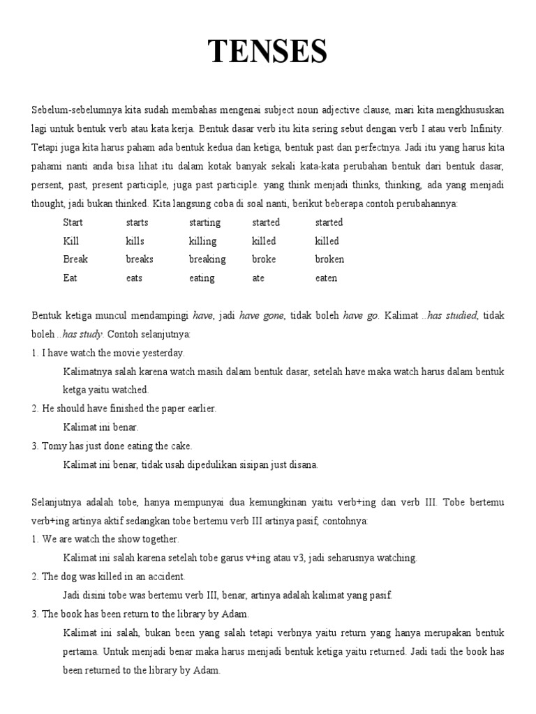 English (Tenses) PDF | PDF