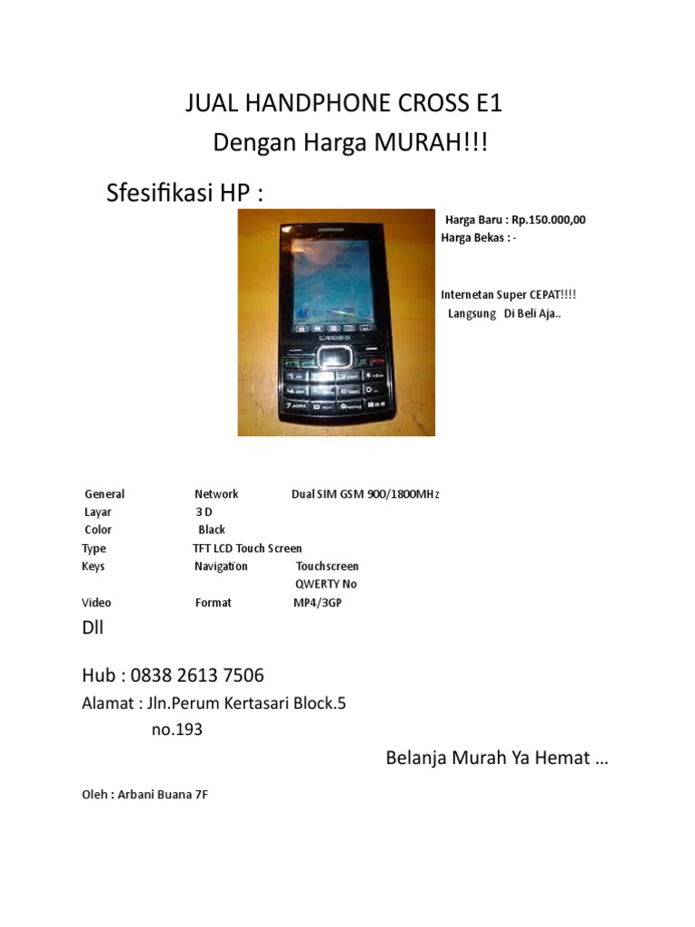 Jual Handphone Cross E1 Murah | PDF