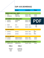 Colasanti Cup: U15 (Schedule) : # Home Away Location Time FRIDAY JULY 21st, 2017