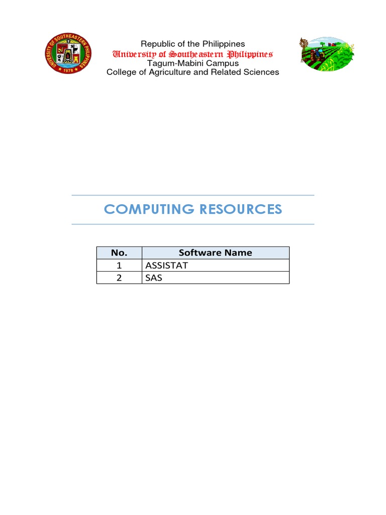 Computing Resources: No. Software Name | PDF