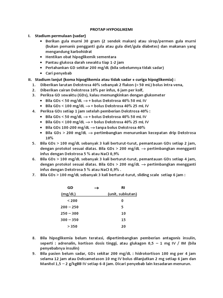 Protap Penanganan Hipoglikemia | PDF