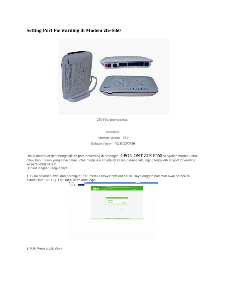 Setting Port Forwarding Di Modem Zte PDF