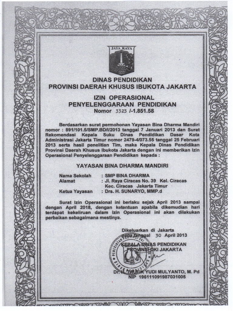 Izin Operasional Sekolah Pdf