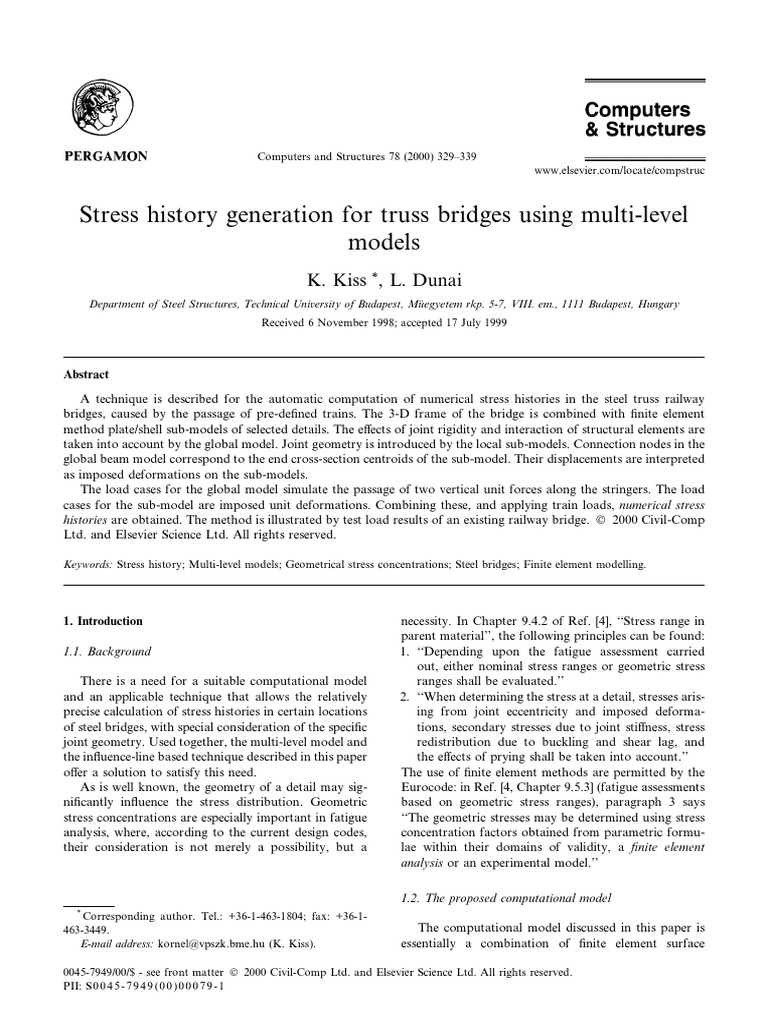 Stress History Generation For Truss Bridges Using Multi-Level Models ...