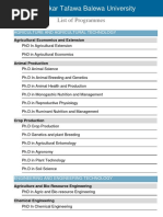 Abubakar Tafawa Balewa University: List of Programmes