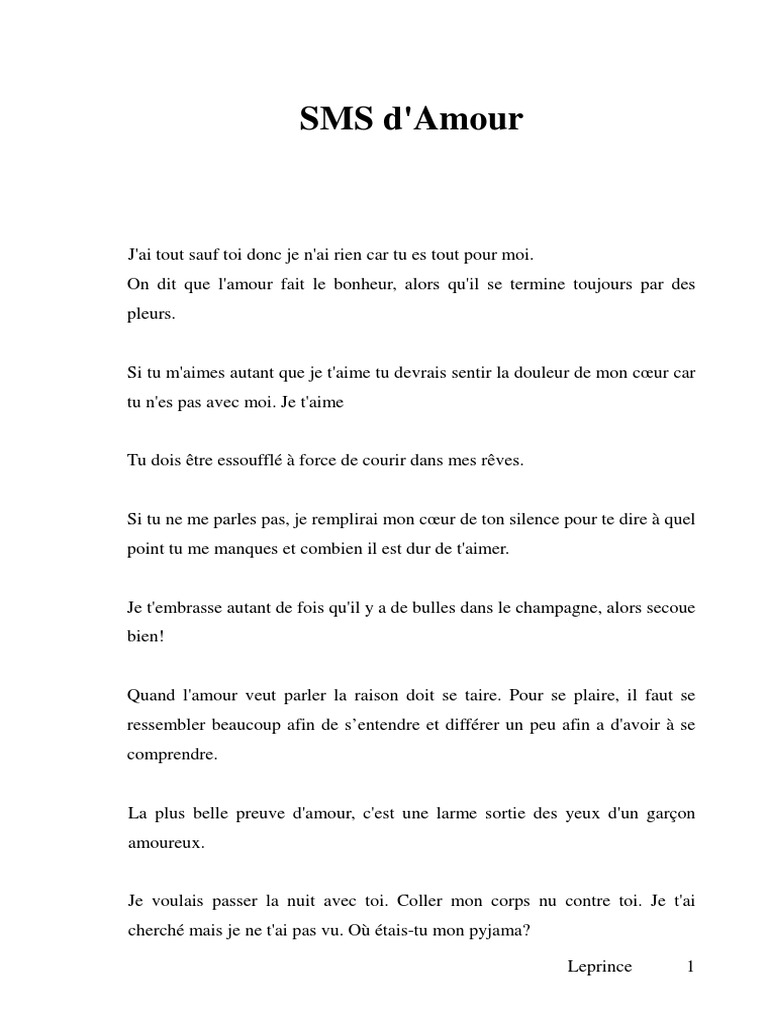Il Disait Ne Plus Maimer Et Il Est Revenu SMS D'amour | PDF | Soleil | Sourire