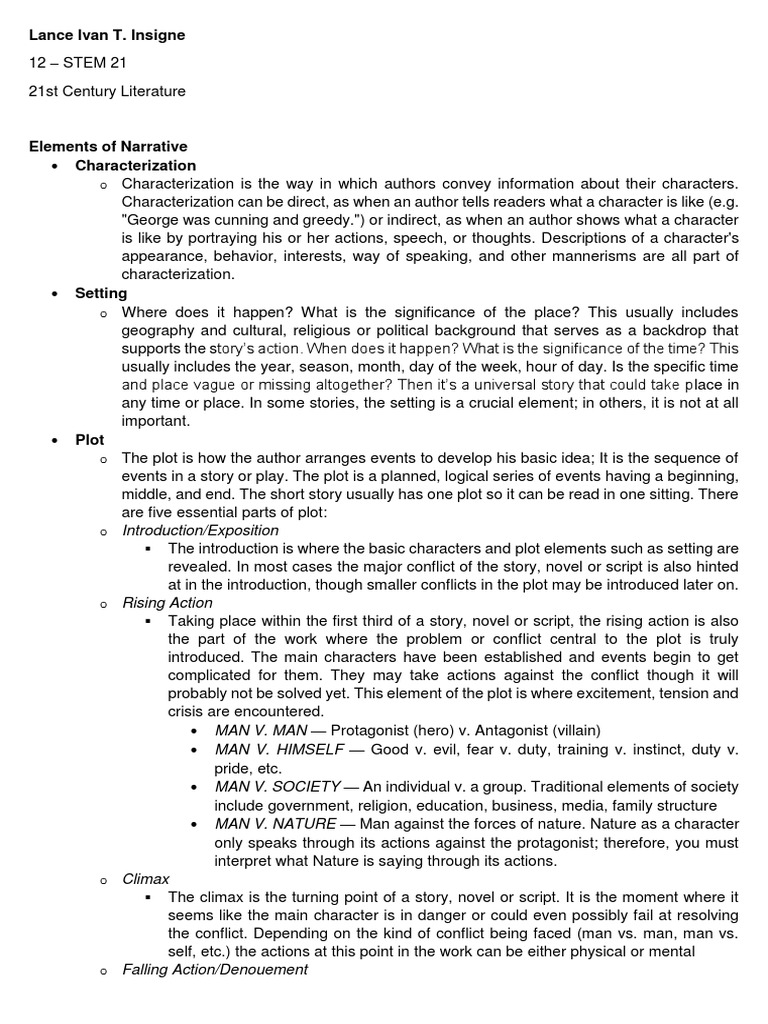 Elements of Narrative & Figures of Speech | PDF | Narration | Literary ...