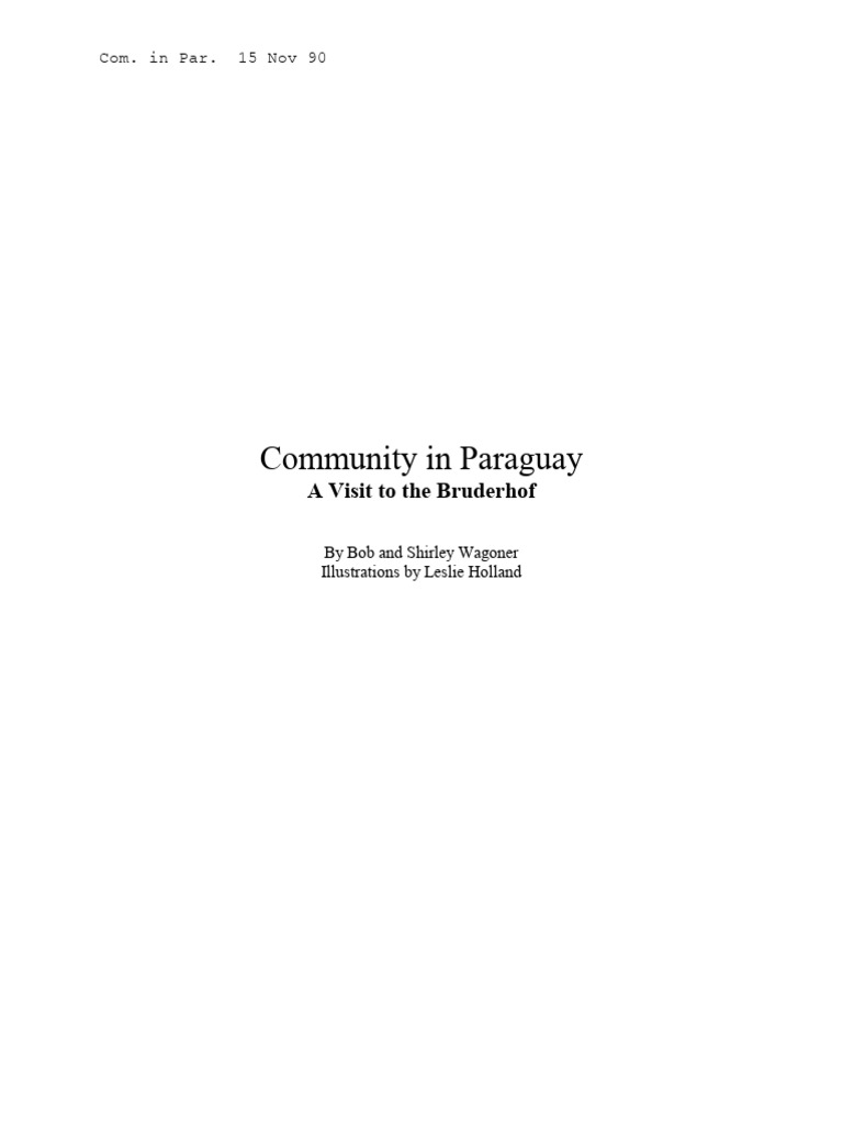 Community in Paraguay A Visit To The Bruderhof PDF Skirt Altar