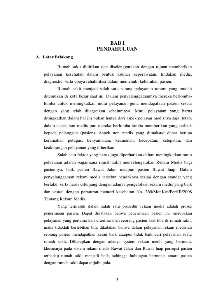 Laporan Kegiatan Magang Di Ruang Rekam Medis Rumah Sakit