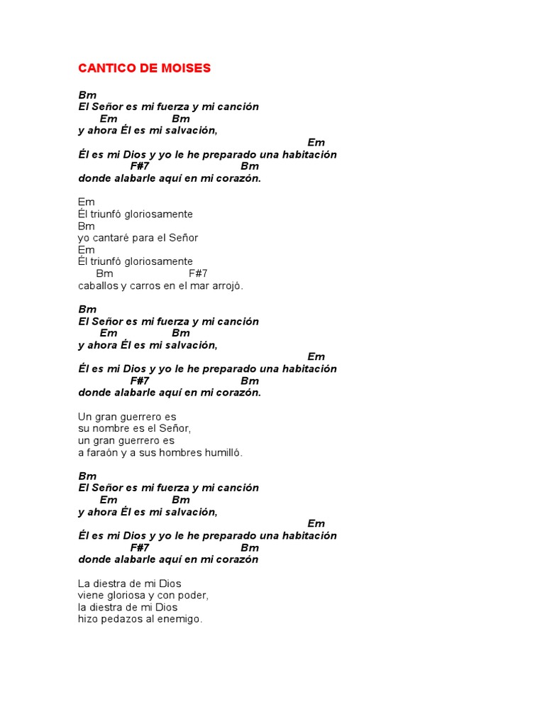 Letras y acordes del Cántico de Moisés | PDF