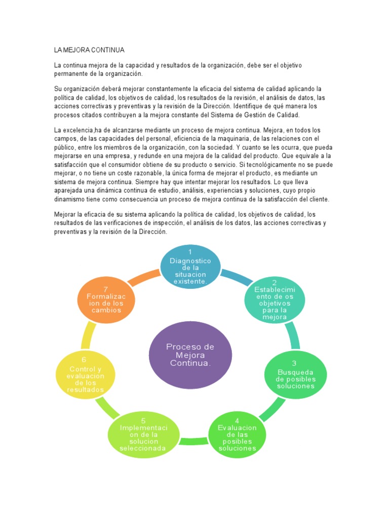 Proceso de Mejora Continua en Calidad | PDF | Calidad (comercial ...