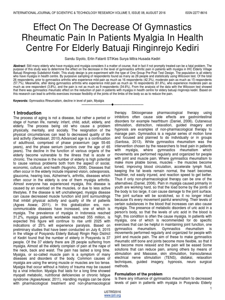 Gymnastics Impact on Elderly Myalgia Pain | PDF | Arthritis ...