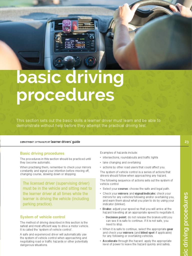 Basic Driving Procedures Manual Transmission Automatic Transmission