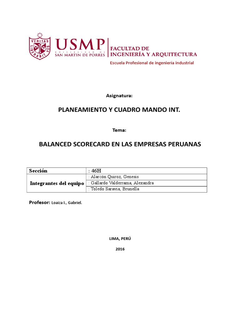 Balanced Scorecard en Empresas Peruanas | PDF | Cognición | Business