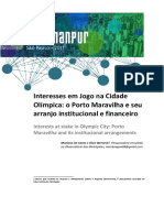 Interesses em Jogo Na Cidade Olímpica. o Porto Maravilha e Seu Arranjo Institucional e Financeiro