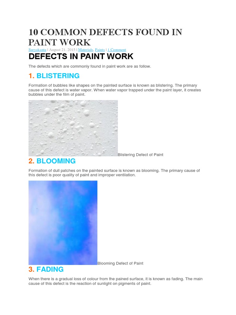 10 Common Defects Found in Paint Work PDF Paint Art Media